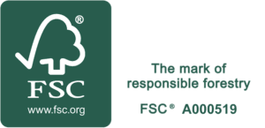 Forest Stewardship Council Mark of responsible forestry. Sustainably sourced wood
